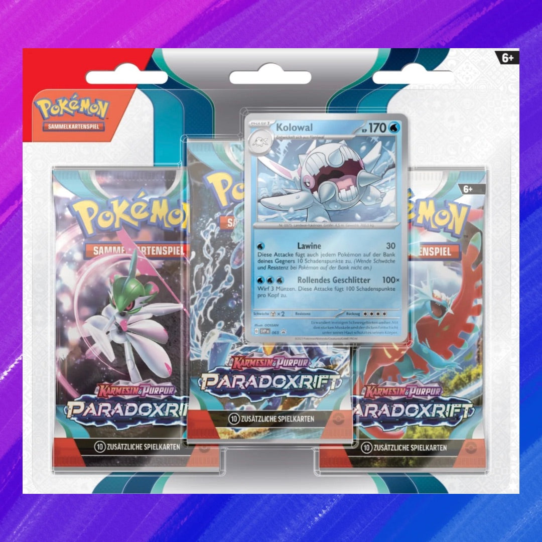 Pokémon TCG: Karmesin & Purpur Paradoxrift - Kolowal 3er Pack Blister (DE)